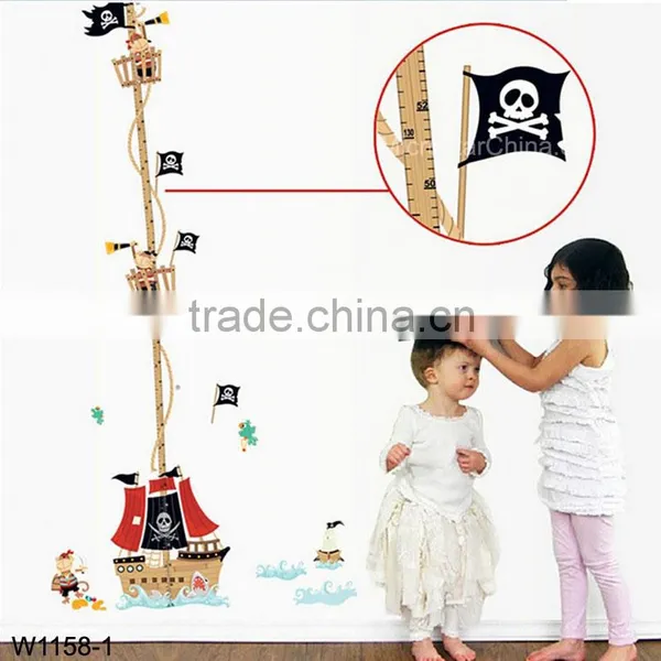 Pirate Ship Kids Height Measuring Wall Stickers Boy Girl Growth Chart