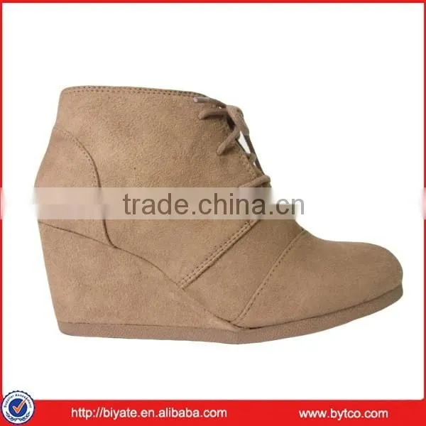 Women's Lace Up Faux Leather Ankle Wedge Boots