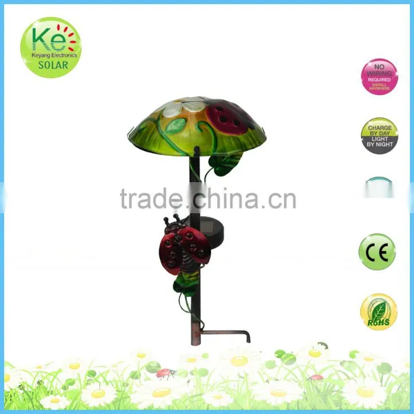 Mushroom With Insect Metal Stake Solar Panel Light photo-2
