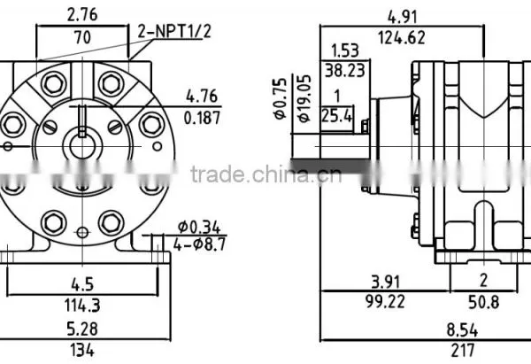 HX8AM-H 5.25hp Foot Mounting Pneumatic Motor,Rotary Vane Pneumatic Motor photo-6
