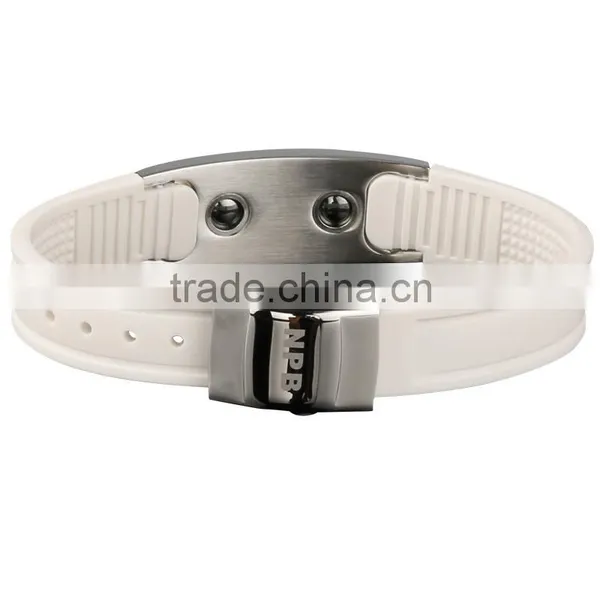 P036 Noproblem New Energy FDA Tourmaline Germanium Fashion Casual Stainless Steel Silicone Bracelet Charm Jewelry photo-3