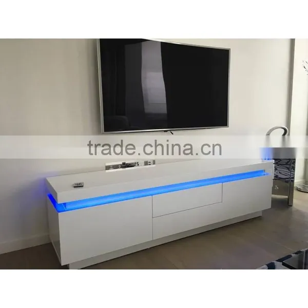 TV-2335 Modern Wooden White TV Stands With LED Lights photo-2
