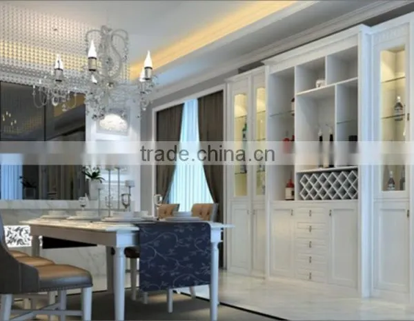 Plain White Wood and Glass Wine Cabinet for Dinning Room Furniture photo-3