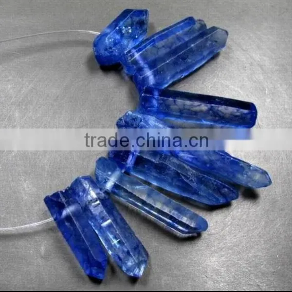 CHARMING BLUE AURA QUARTZ CRYSTAL POINT FOR NECKLACE Wolesale photo-3