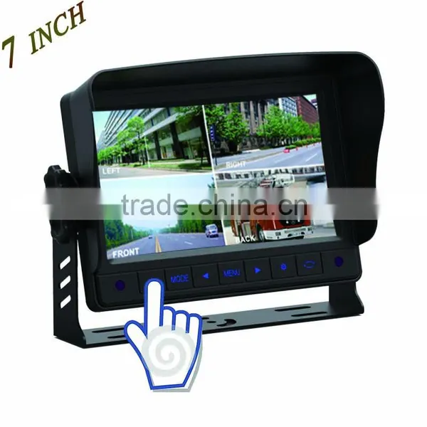 7" Touch Botton Touch Screen Car Monitor Built-in Quad System