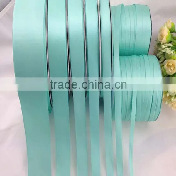 Factory Wholesale Dyed TiffanyBlue Polyester Trimming Satin Ribbon Tape photo-2