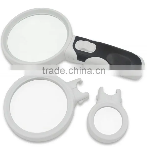 BIJIA Handheld LED Magnifier Set With 3 Detachable Glass Lenses photo-3