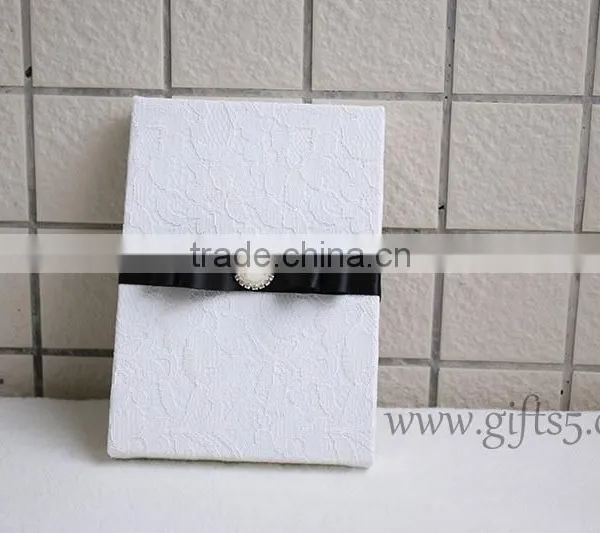 White Lace Fabric Wedding Invitation Card Box photo-2