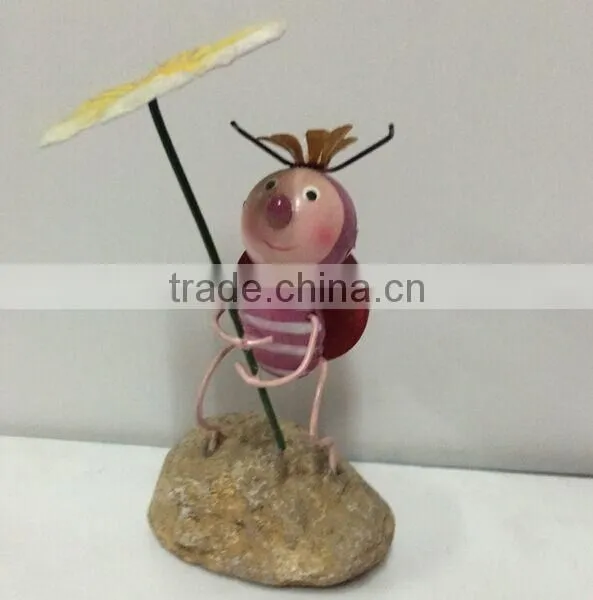 2015 Newest Design Labybug Garden Stakes Metal Ladybug Garden Decoration Garden Stakes Working Ladybug With Flower photo-3