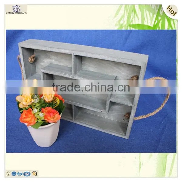 Antique Food Drink Flower Serving Compartments Wood Tray photo-5