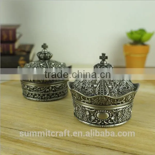 Luxury Zinc Alloy Jeweled Box Crown Trinket Box photo-2
