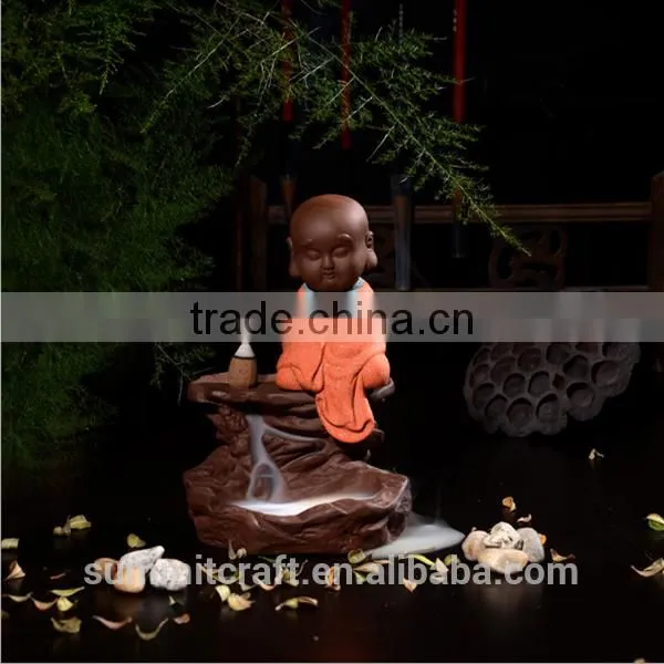 Little Monk Statue Ceramic Back Flow Incense Burners Wholesale photo-5