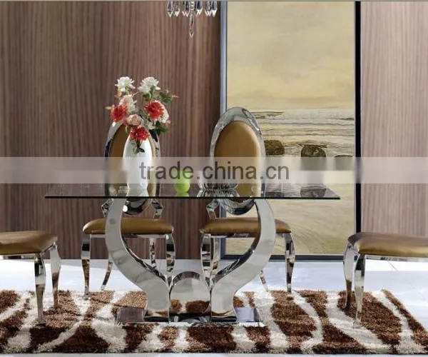 2015 Best Seller Marble Dining Table/stainless Steel Dining Table AH 2197 photo-2