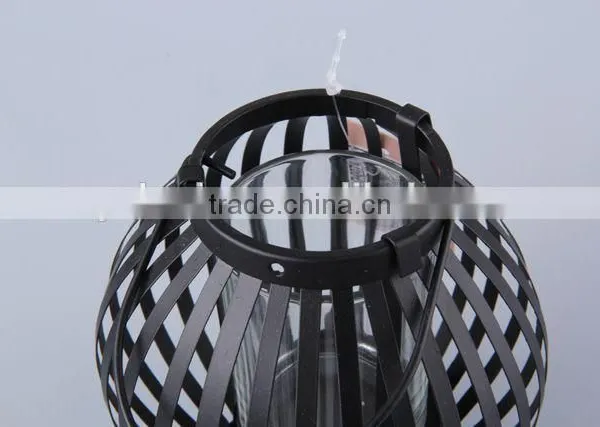 Portable Globular Painted Iron+Glass Candle Holder/Home Decoration Candlestick photo-3