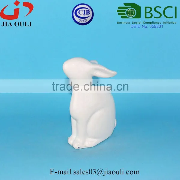 BSCI Audit Factory EASTER Bunny Glazed White Ceramic Rabbit Figurines, Decorative Easter Bunnies photo-2