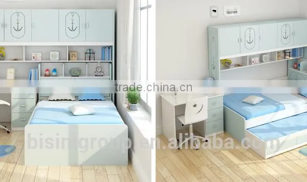 Pink and Blue Bed Children Bedroom Furniture Storage Multifuntional Combined-bed for Kids photo-6
