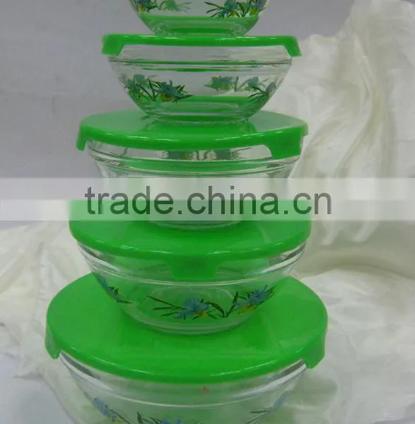 GH049 5pcs Glass Bowl Set With Deco photo-2
