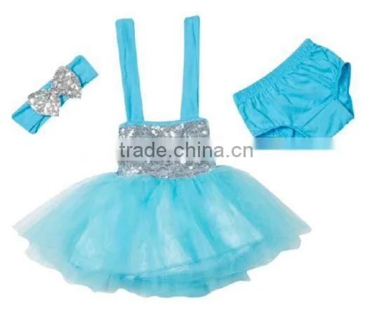 2016 China Low Price Wholesale Baby Sequin Romper Tutu Set With Headband and Skirt for Dancing photo-2