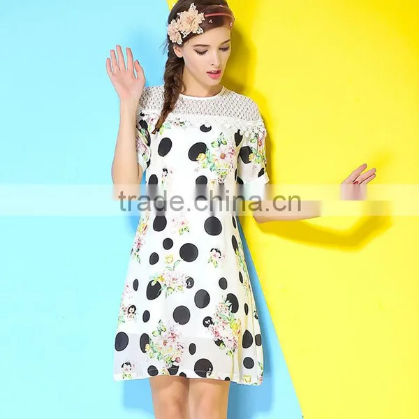 HOYUGO Digital Printing Lace High Neck Dresses Lace Dress photo-3