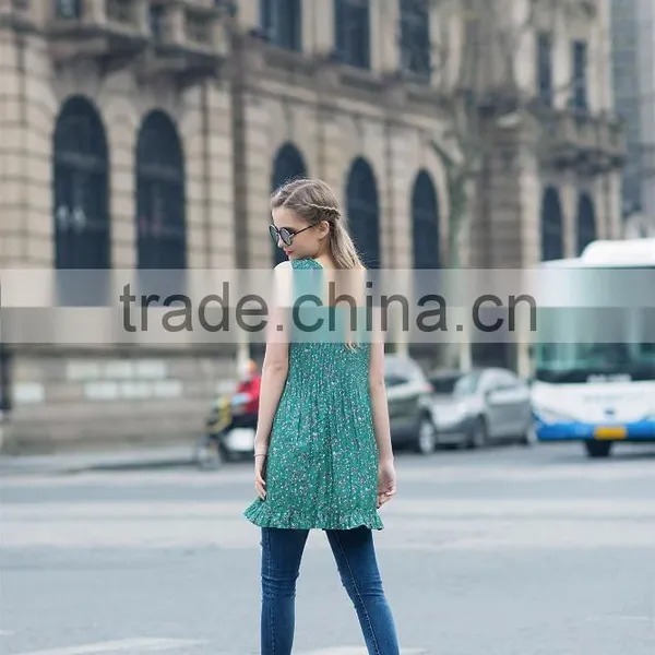 Summer Sleeveless Halter Dress Latest Fashion Blouse Braces Backless Dress photo-2