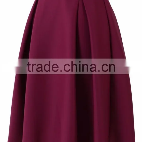100% Polyester Pleated Side Pocket Midi Skirt Wholesale Women Skirts Outfit 2016 photo-2