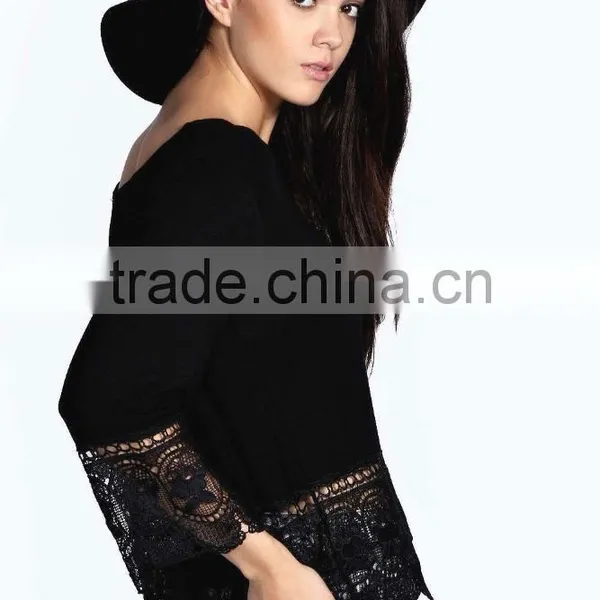 Fashion Women Lace Crochet Loose Tops 3/4 Sleeve Newest Shirt Kimono Casual Blouse For Wholesale 2017 photo-3
