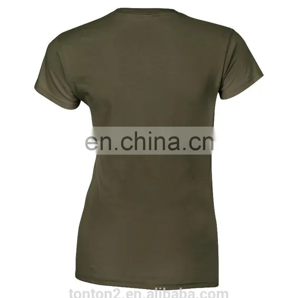 Fashion 100 Cotton Custom Design Army Green t Shirt Women Clothing photo-4