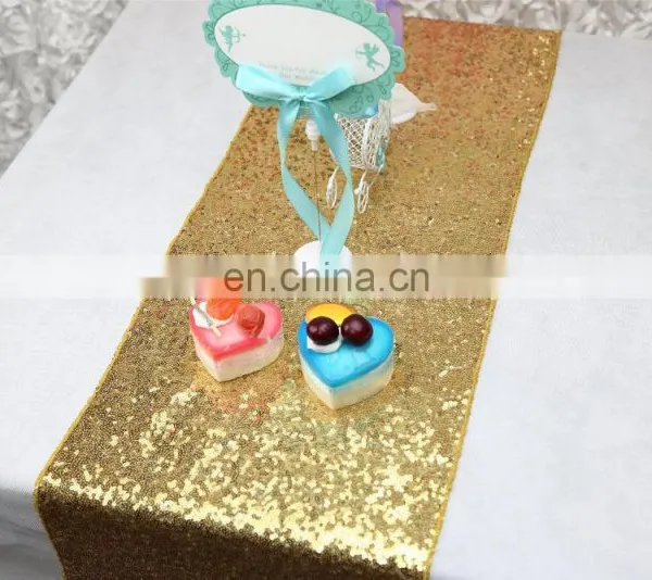Glitter Gold Sequins Fancy Wedding Table Runner for Square Tables photo-2