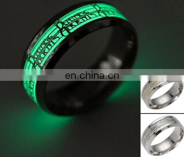 2017 Novel Stainless Steel Retro Scripture Jesus Skull Glow in the Dark Ring Fluorescent Letter Lord of Rings photo-6