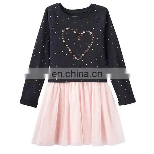 Kids Cute and Beautiful Model Dresses, Girls 4- 7 Rhinestone French Terry Tulle Dress photo-2