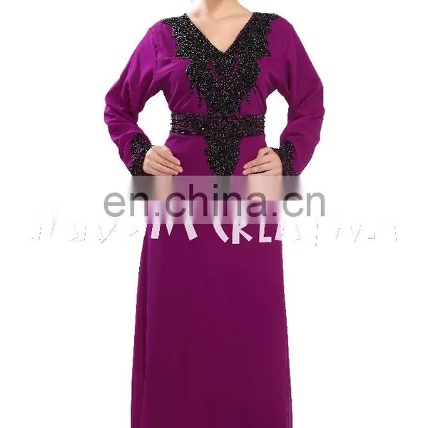 Abaya Dubai Kaftan Long Sleeve Muslim Evening Embroidery Beaded Maxi Dress photo-5