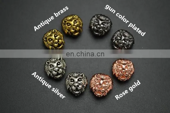 Professional Manufacture Zinc Alloy Animal Heads Shaped Metal Beads Lion Head Metal Bead for Beads Bracelet and Necklace