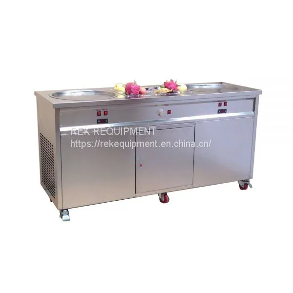 China Wholesale Prices Thai Stir Fry Ice Cream Roll Machine Customized Double Pan Fried Ice Cream Machine For Sale photo-4
