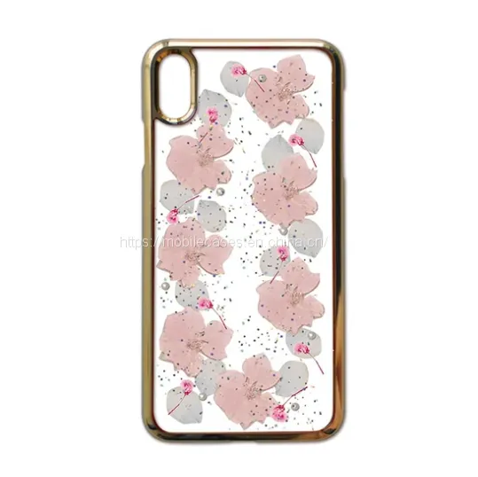 Golden Edge Epoxy Phone Case Flower Phone Case Floral Mobile Cover photo-5