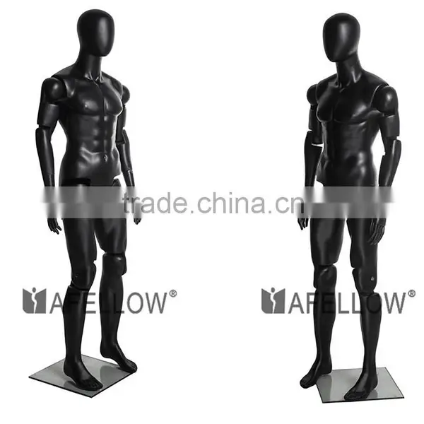 Fiberglass Egg Head Male Matt Black Movable Mannequins photo-2