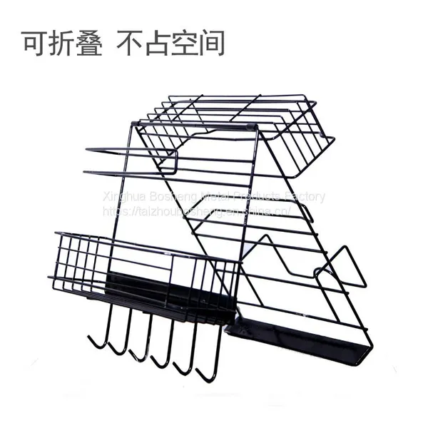 5 Layer Coated Wire Wall Mounted Multi-Layer Refrigerator Storage Rack With Hooks photo-3