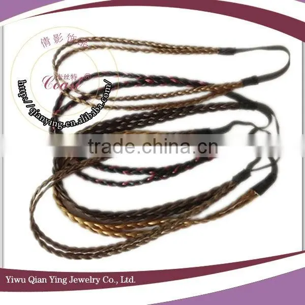 Custom Red and Black Two Braided Elastic Hair Extensions Headbands photo-2