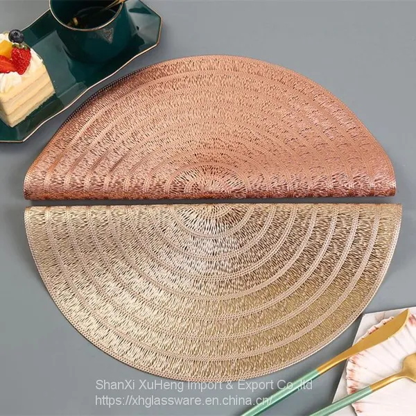38 cm Round Shaped Rose Gold Silver Colored Non Slip Dining Table Place Mat photo-5