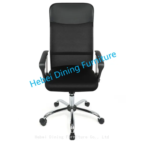 Dining Furniture Fabric and Mesh Upholstery Seat Black Ergonomic Desk Chair Chrome Legs Swivel Office Chair photo-3