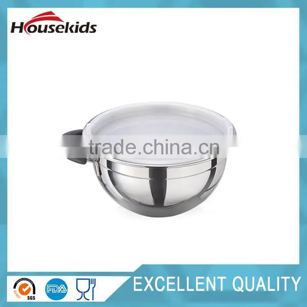 Stainless Steel Mixing Bowl Set With Lids and Handle, Non Slip Silicone Bottoms, and Volume Measurements photo-2