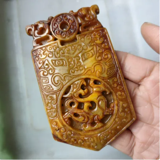 Antique Miscellaneous Antique Crafts, Xiuyu Beast Face Qinglong Token Small Handle, Pendant Wholesale
