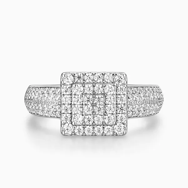 Shining Star Jewelry Custom Fashion Layer 925 Silver Zircon Square Ring Women