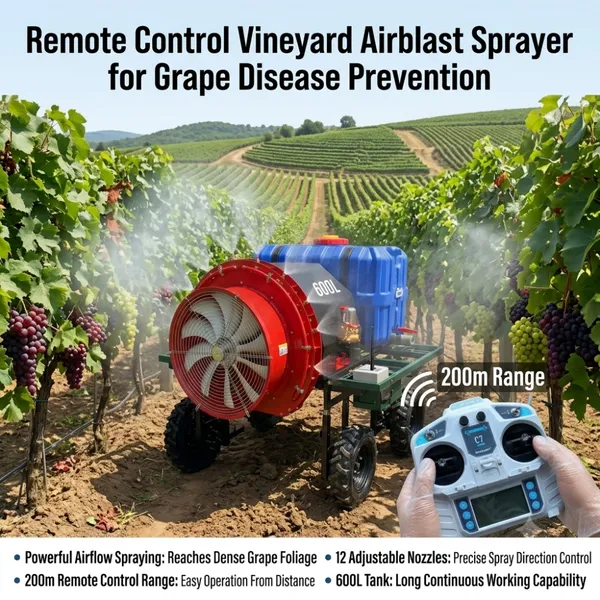 600L Agricultural Sprayer Machine with 12 Nozzles Airblast System Remote Control for Large Farms
