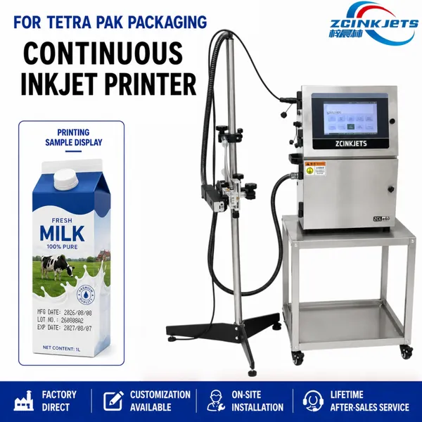 Aseptic Carton CIJ Small Character Inkjet Printer for Milk Juice Tea Beverage Packaging Line Coding
