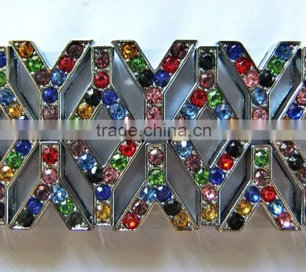 Produce Zinc Alloy 10mm Colorful Rhinestones Slide Letters photo-3