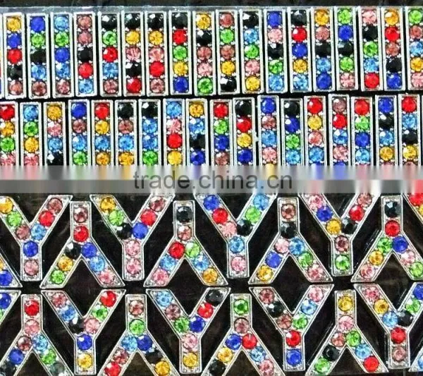 Produce Zinc Alloy 10mm Colorful Rhinestones Slide Letters photo-5