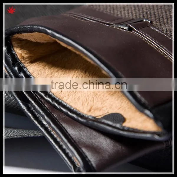 Lady's High-grade Fashion Sheepskin and Wool Patched Gloves photo-3