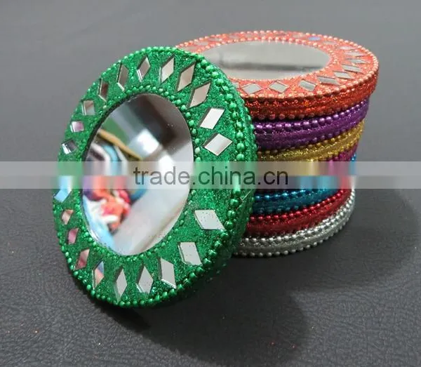 Rajasthani Handmade Traditional Beautifully Decorated Colourful Pocket Mirror Small Purse Mirror Face Mirror photo-3