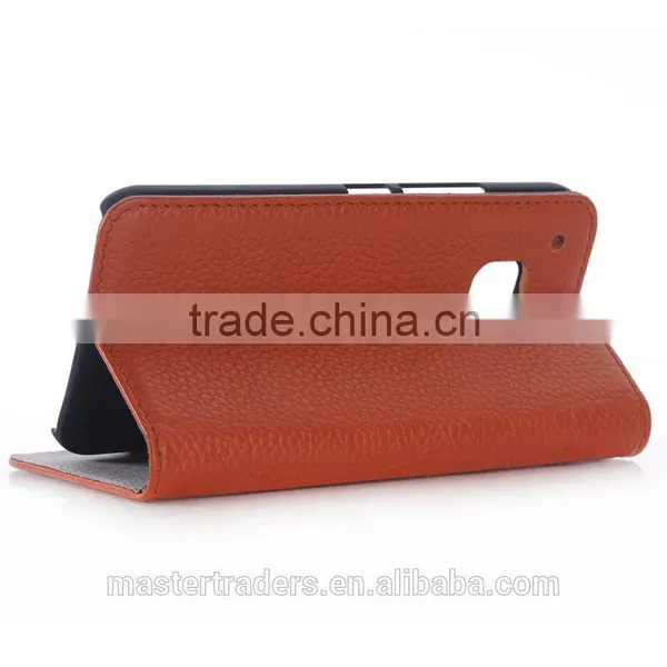 Cheap Litchi Grain Wallet Flip Real Genuine Leather Case For HTC One M9 MT-3090 photo-3