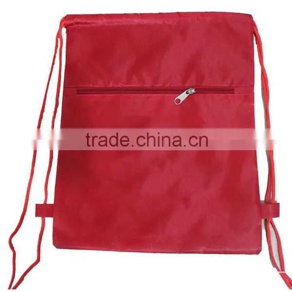 Blank Logo Canvas, Polyester Drawstring Backpack Bag With Front Pocket photo-4